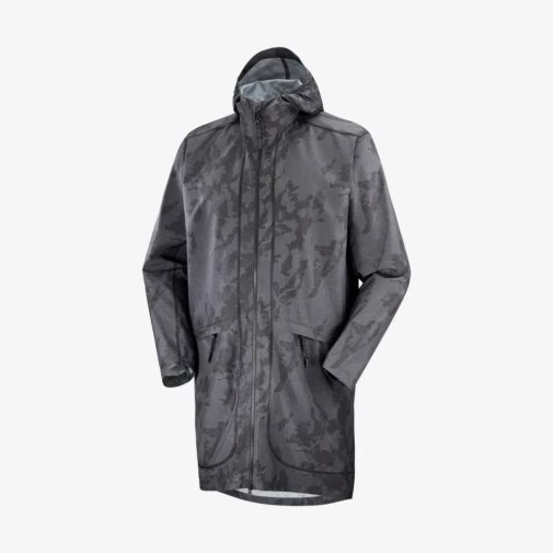 Black Salomon Outlife Long Packable Men's Windbreaker | IE LH2843